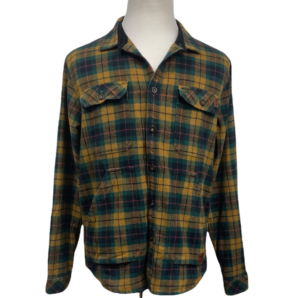 Billabong Surfplus Men’s Long Sleeve Plaid Jacket Size L 100% Cotton